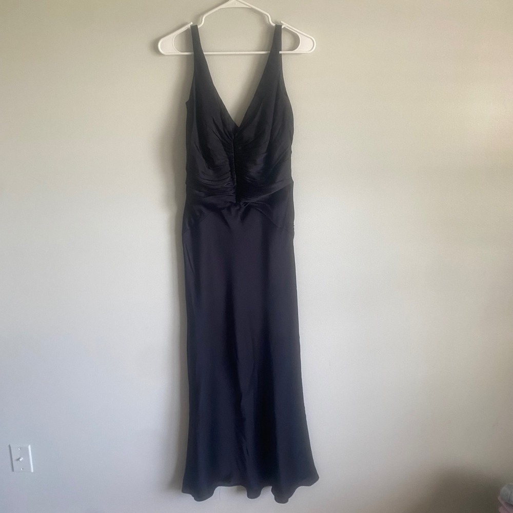 Elie Tahari 100% Silk Navy Blue Maxi Dress Sleeveless Bridesmaid Formal Size 8